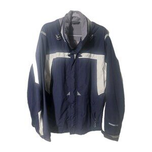 Eddie Bauer WeatherEdge Waterproof Jacket Mens XL Blue Hooded Coat. HL488